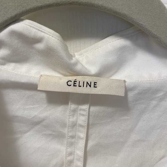Celine exaggerated sleeve white button up top - Picture 2 of 5